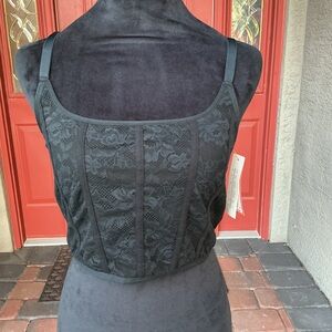 Colsie Boho Glam Black Lace Corset Top
